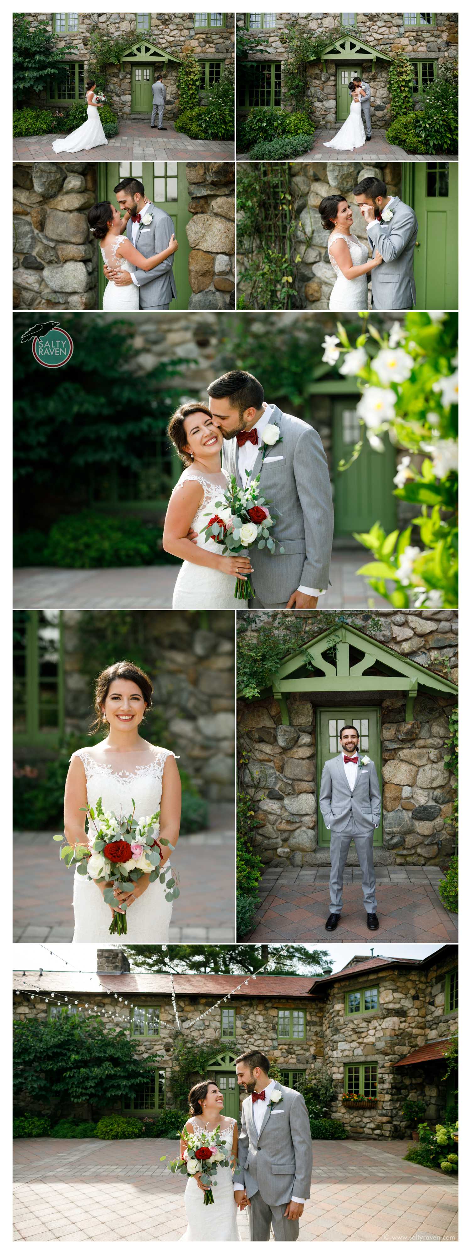 The couple share their first look outside in the courtyard of Willowdale Estate.