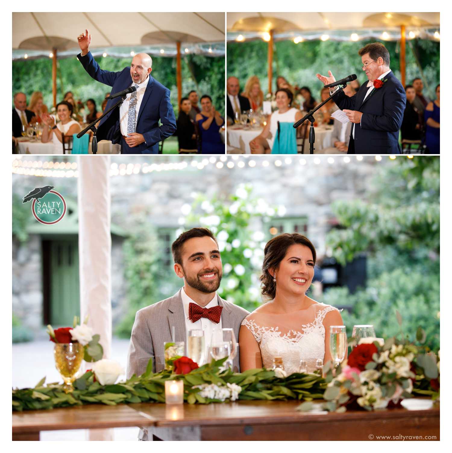 Toasts under the tent at Willowdale Estate.