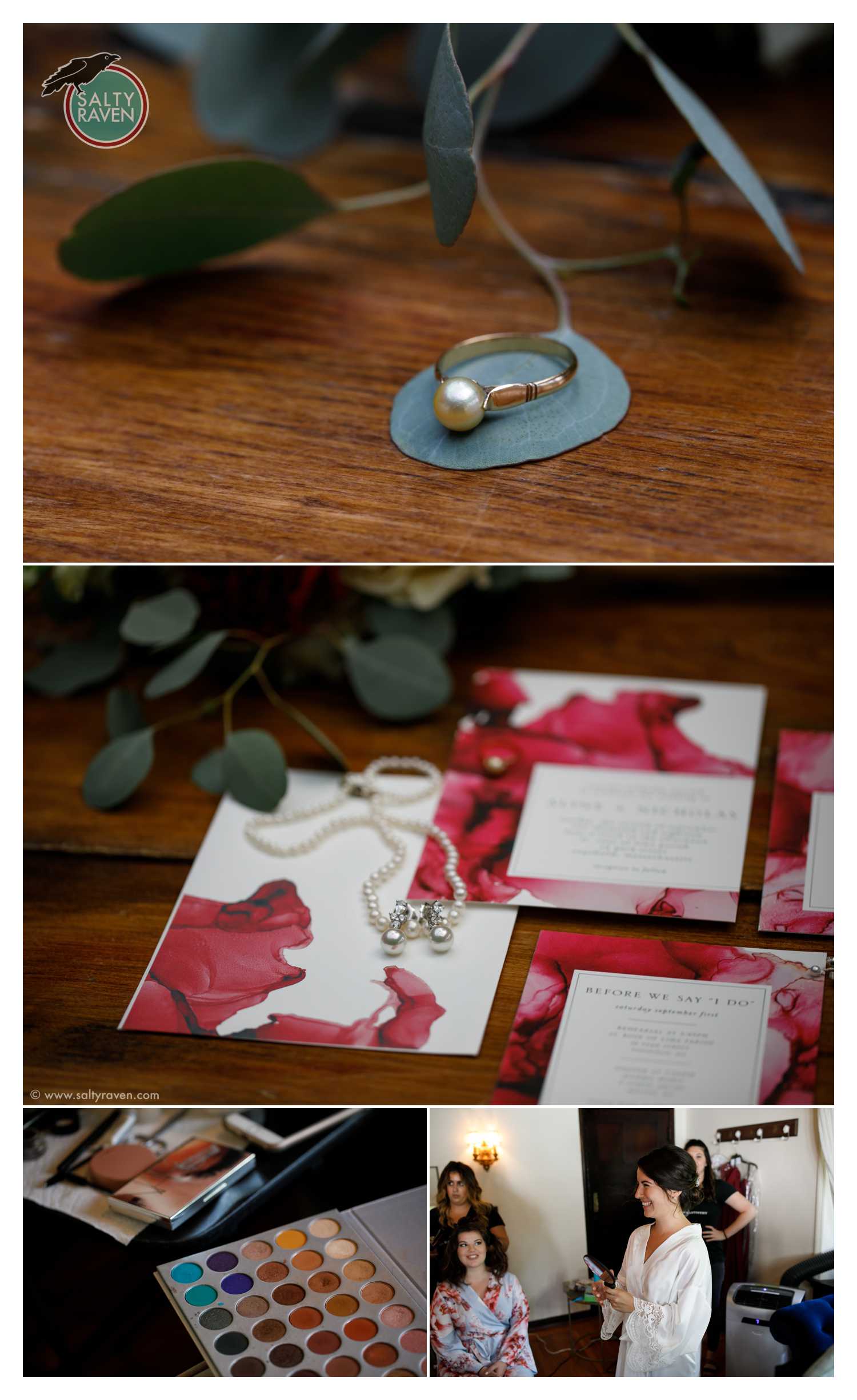 Details including the ring, invitation, and the makeup artist