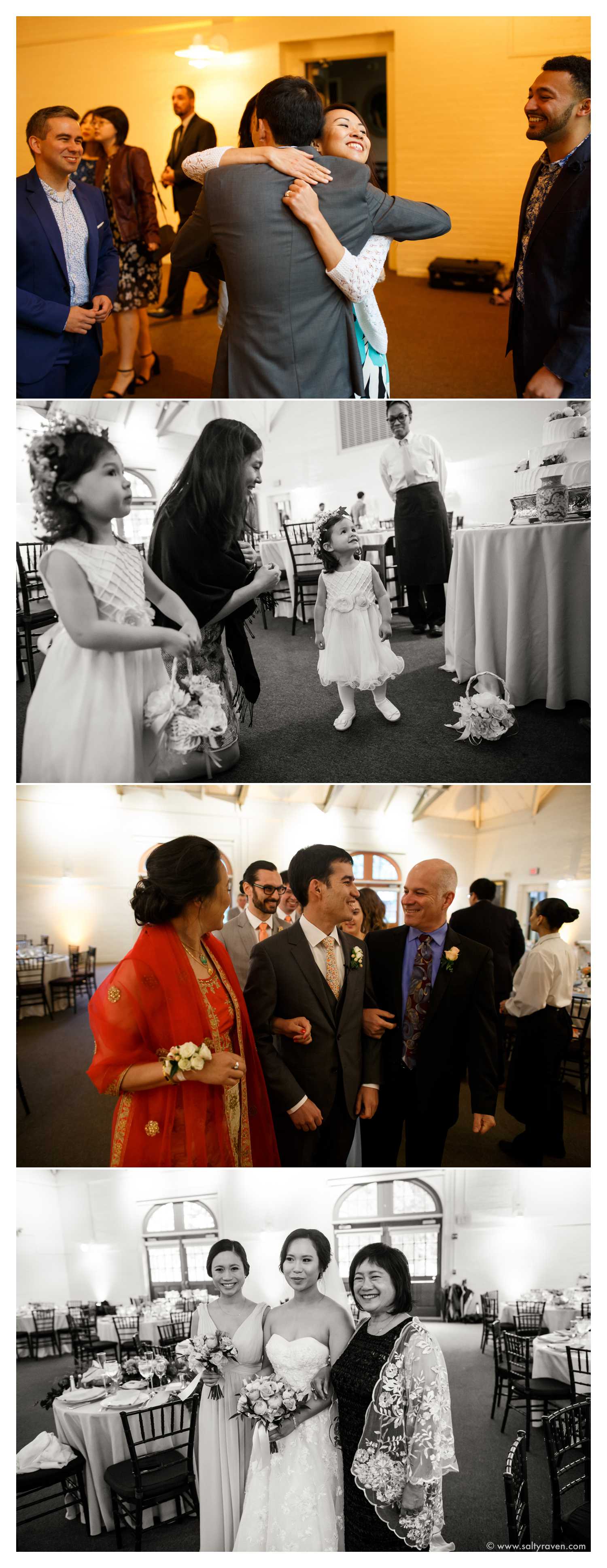 Hugs and apprehension as people wait for the ceremony to start.