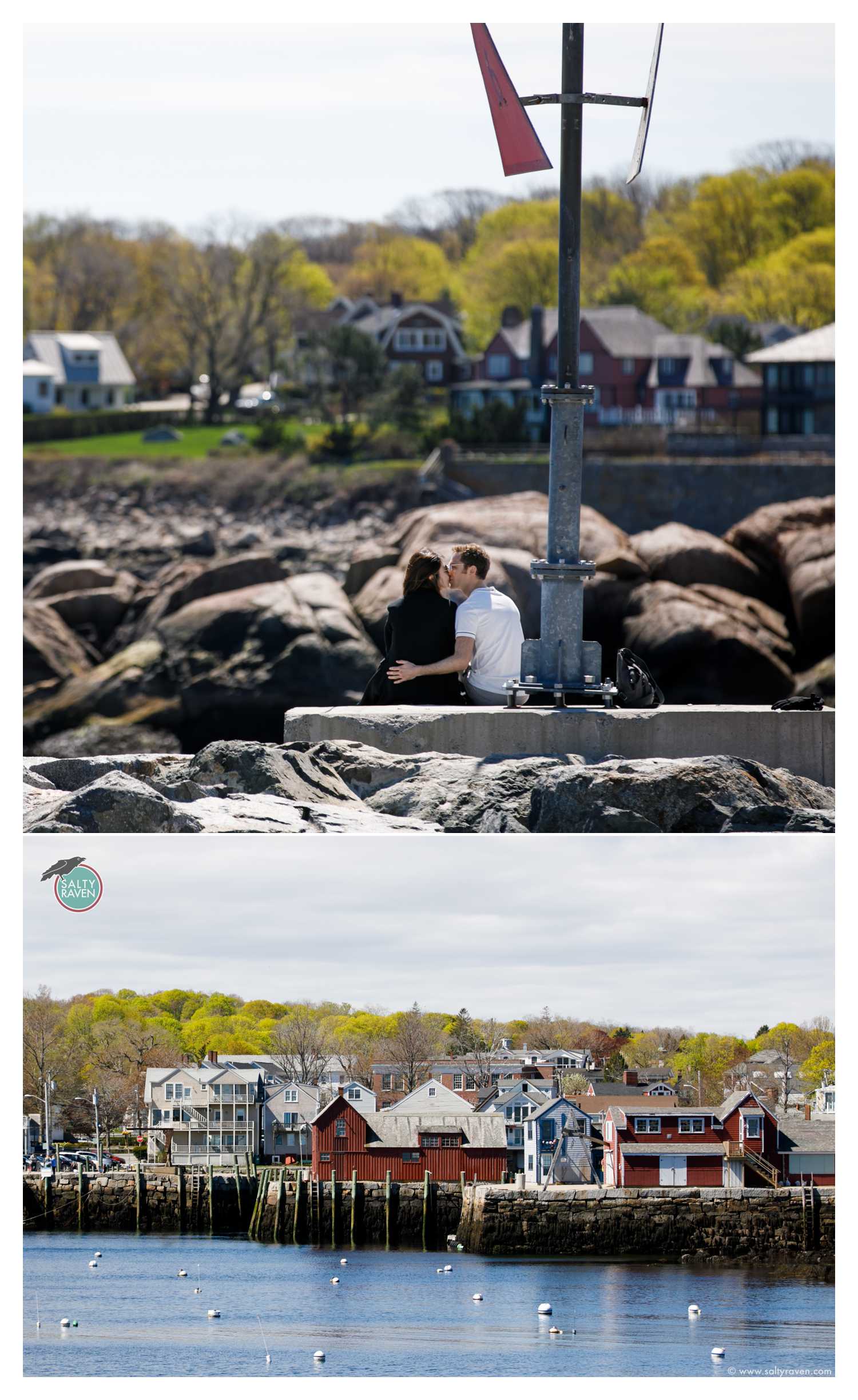 The couple enjoys a moment alone by Bearskin Neck before he proposes to her.