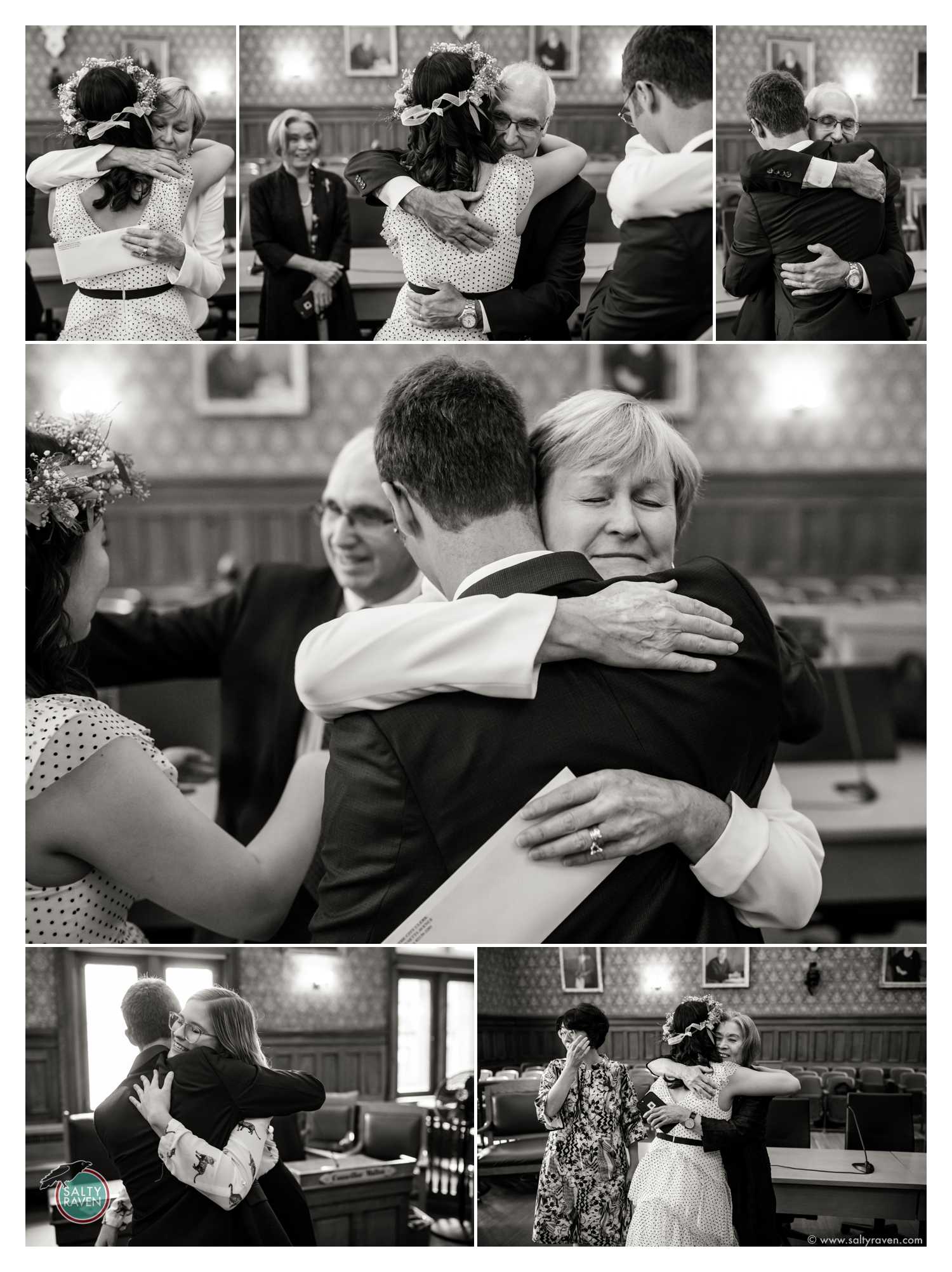 The hug finale of their Cambridge City Hall Wedding